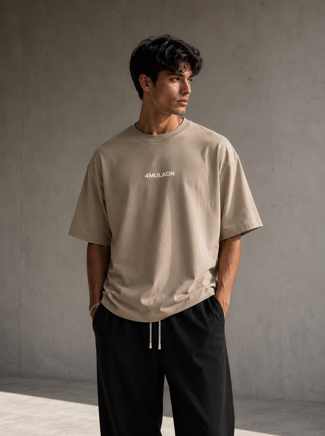 4MULAON WorldWise tee in Stone