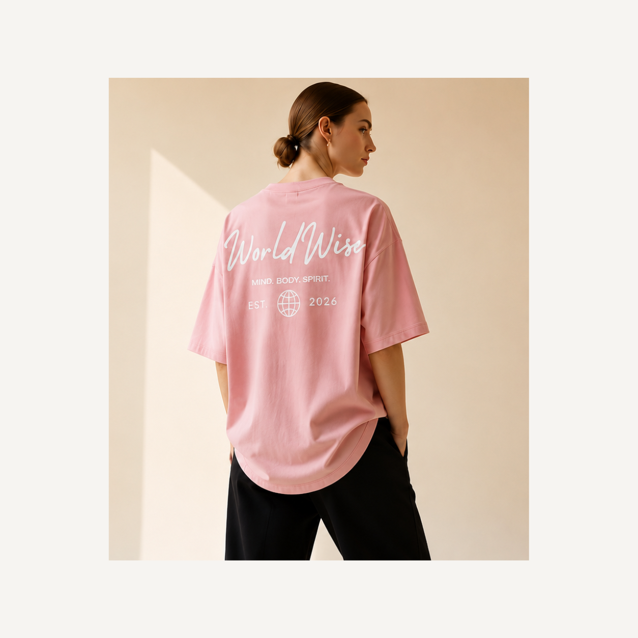 WorldWise pink tee back view